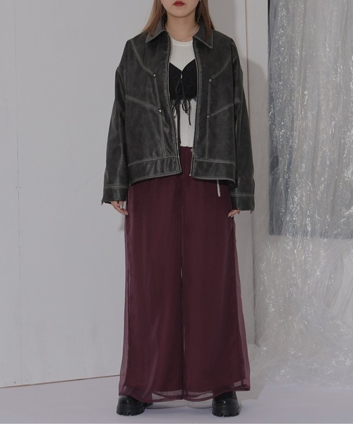 Ezick（エジック）の「Code Designシアーレイヤードワイドパンツ（その他パンツ・レディース・ボルドー/グレー/ブラック・FREE）」の19枚目の写真