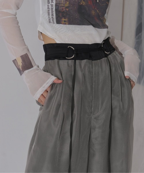 Ezick（エジック）の「Code Designシアーレイヤードワイドパンツ（その他パンツ・レディース・ボルドー/グレー/ブラック・FREE）」の21枚目の写真