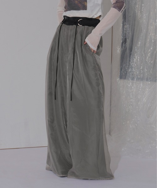 Ezick（エジック）の「Code Designシアーレイヤードワイドパンツ（その他パンツ・レディース・ボルドー/グレー/ブラック・FREE）」の4枚目の写真