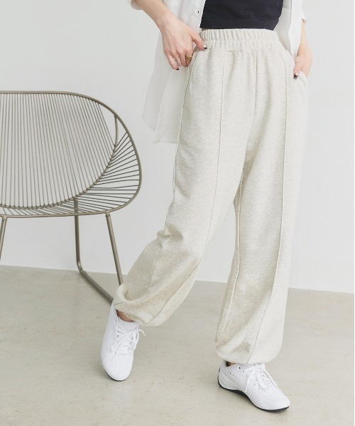 ad thie（アドティエ）の「ピンタック 裏毛ジョガーパンツ（スウェットパンツ・レディース・ブラック/ブラウン/チャコール/オートミール/アイボリー/杢グレー・FREE）」の20枚目の写真