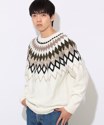 BEAMS HEART | フェアアイル柄 クルーネック ニット(ニット/セーター)