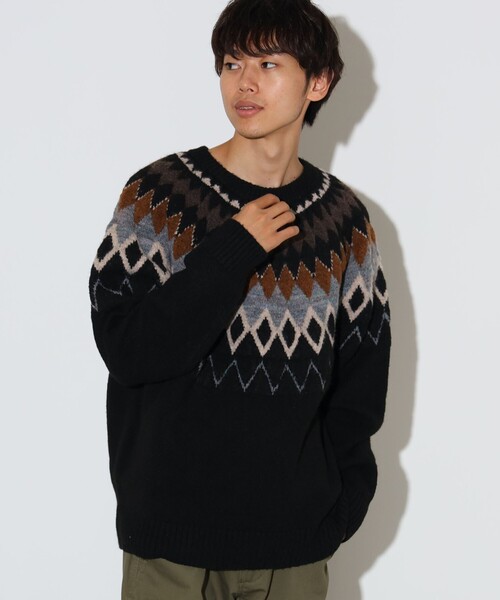 BEAMS HEART（ビームスハート）の「フェアアイル柄 クルーネック ニット（ニット/セーター・メンズ・オフホワイト/ブラック・SMALL/MEDIUM/LARGE）」の13枚目の写真
