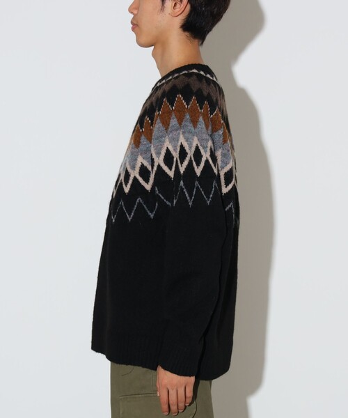 BEAMS HEART（ビームスハート）の「フェアアイル柄 クルーネック ニット（ニット/セーター・メンズ・オフホワイト/ブラック・SMALL/MEDIUM/LARGE）」の16枚目の写真
