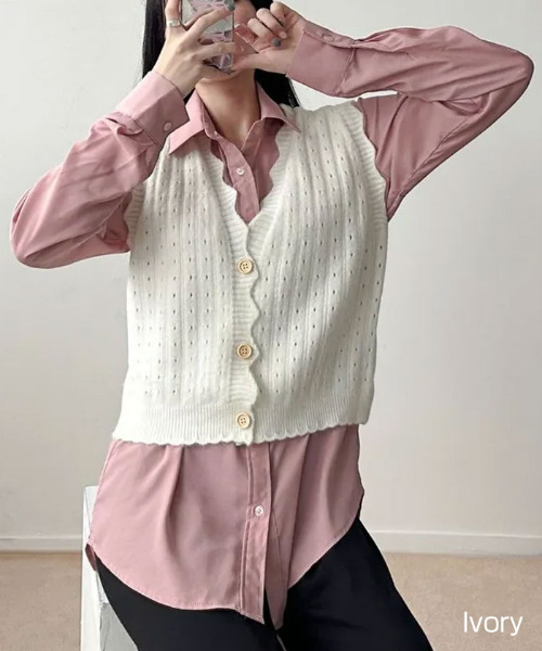 美品　M'S GRACY フリル　ベスト　ダウン　ニット　アルパカ　ノーカラー 楽天市場】ベスト ニット レディース カーディガン 無地