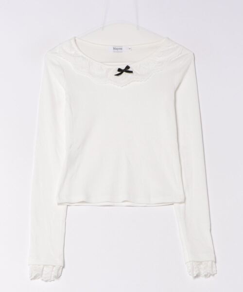 Mayree（メイリー）の「【Mayree】フロント リボン レース カットソー（Tシャツ/カットソー・レディース・ホワイト・SMALL/MEDIUM/LARGE）」の3枚目の写真