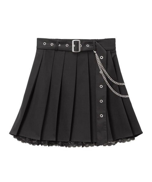 DearMyLove(ディアマイラブ)の「チェーンレースプリーツスカート(スカート・レディース・ブラック・3L/LL/LARGE/MEDIUM/SMALL)」の1枚目の写真