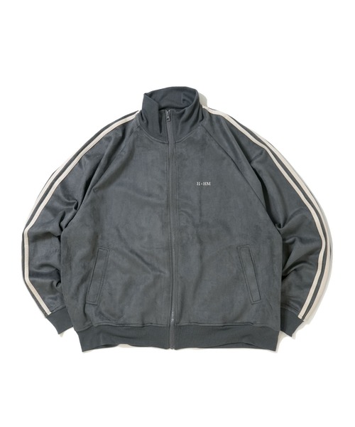 Starting Over(スターティングオーバー)の「faux suede track jacket/スウェードタッチ ワンポイント刺繍 袖ライン トラックジャケット(ジャージ・メンズ・オフホワイト/チャコールグレー/ブラック/グレイッシュベージュ/サックスブルー・M/L/XL)」の4枚目の写真