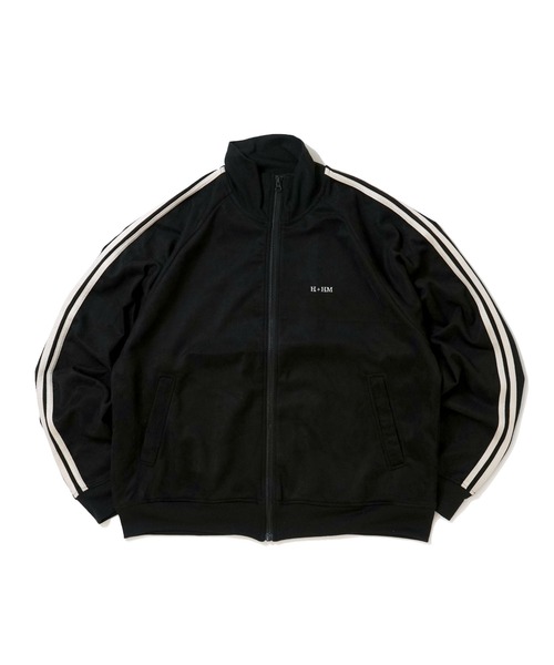Starting Over(スターティングオーバー)の「faux suede track jacket/スウェードタッチ ワンポイント刺繍 袖ライン トラックジャケット(ジャージ・メンズ・オフホワイト/チャコールグレー/ブラック/グレイッシュベージュ/サックスブルー・M/L/XL)」の3枚目の写真