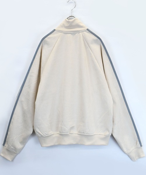 Starting Over(スターティングオーバー)の「faux suede track jacket/スウェードタッチ ワンポイント刺繍 袖ライン トラックジャケット(ジャージ・メンズ・オフホワイト/チャコールグレー/ブラック/グレイッシュベージュ/サックスブルー・M/L/XL)」の6枚目の写真