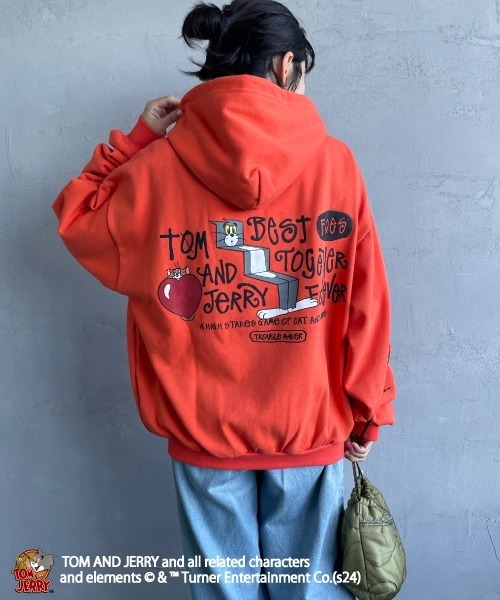 SEQUENZ（シークエンズ）の「【WEB限定】[SEQUENZ/シークエンズ] トムとジェリー FUNNY FUNNY バックプリントパーカー（パーカー・レディース・ライトグレー/オレンジ/ブラック・M/L/XL）」の21枚目の写真