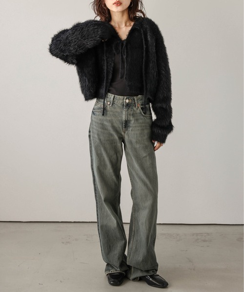 AMELY(エミリー)の「2wayリボンニットカーディガン(ニット/セーター・レディース・ラベンダー/アイボリー/ダークグレー/ブラック/ブラウン・フリー)」の11枚目の写真