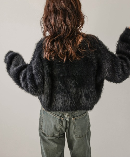 AMELY(エミリー)の「2wayリボンニットカーディガン(ニット/セーター・レディース・ラベンダー/アイボリー/ダークグレー/ブラック/ブラウン・フリー)」の12枚目の写真