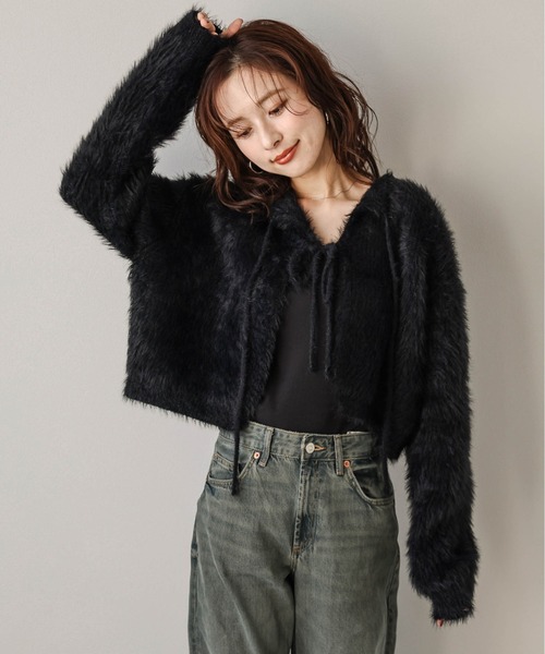 AMELY(エミリー)の「2wayリボンニットカーディガン(ニット/セーター・レディース・ラベンダー/アイボリー/ダークグレー/ブラック/ブラウン・フリー)」の13枚目の写真