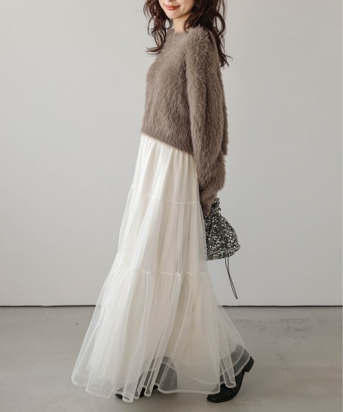 AMELY(エミリー)の「2wayリボンニットカーディガン(ニット/セーター・レディース・ラベンダー/アイボリー/ダークグレー/ブラック/ブラウン・フリー)」の17枚目の写真