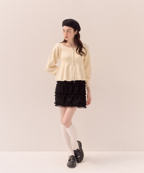 muguet(ミュゲ)の「ペプラムジップニット(ニット/セーター・レディース・ピンク/アイボリー・FREE)」の11枚目の写真