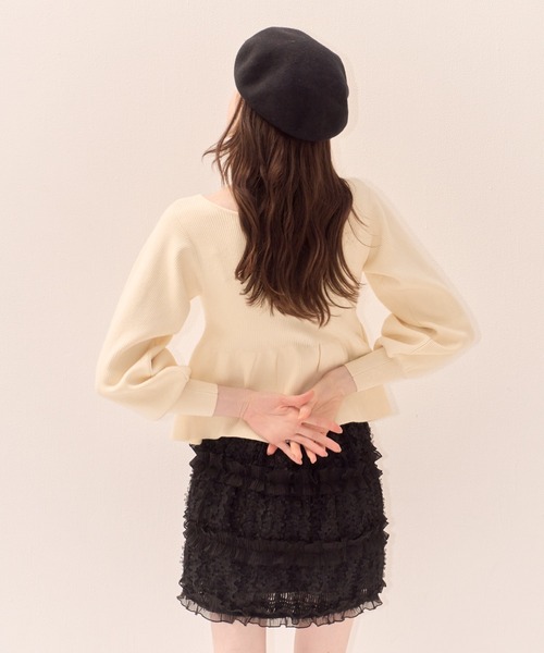 muguet(ミュゲ)の「ペプラムジップニット(ニット/セーター・レディース・ピンク/アイボリー・FREE)」の16枚目の写真