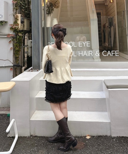 muguet(ミュゲ)の「ペプラムジップニット(ニット/セーター・レディース・ピンク/アイボリー・FREE)」の22枚目の写真