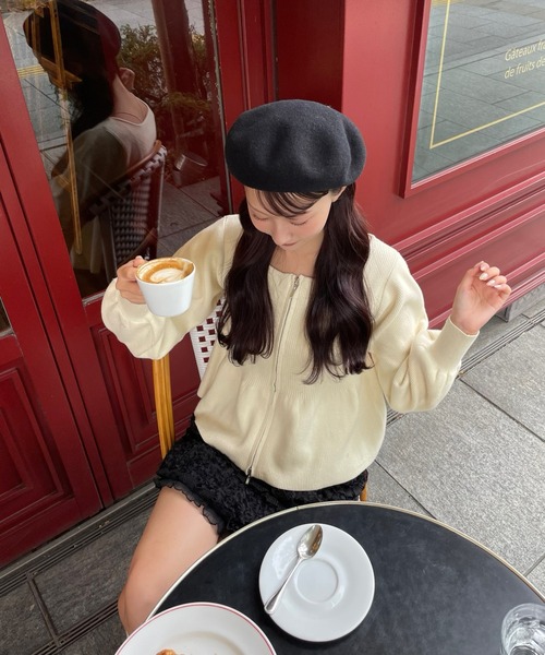 muguet(ミュゲ)の「ペプラムジップニット(ニット/セーター・レディース・ピンク/アイボリー・FREE)」の19枚目の写真