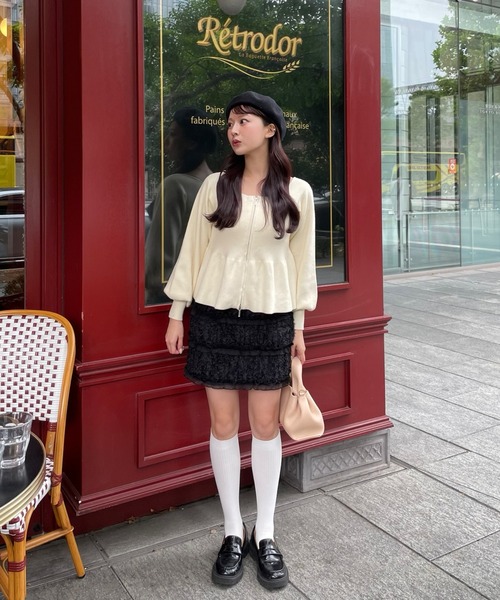 ミュゲペプラムスタイル長袖トップス