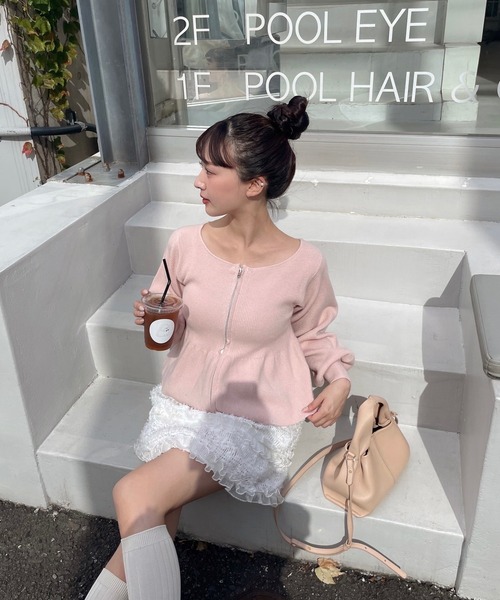 ミュゲペプラムスタイル長袖トップス