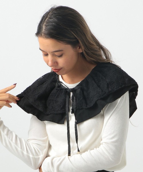 BAYFLOW（ベイフロー）の「[プラスワンで上級者コーデに]エンブロイダリーつけ衿（付け襟・レディース・ブラック/アイボリー・FREE）」の13枚目の写真