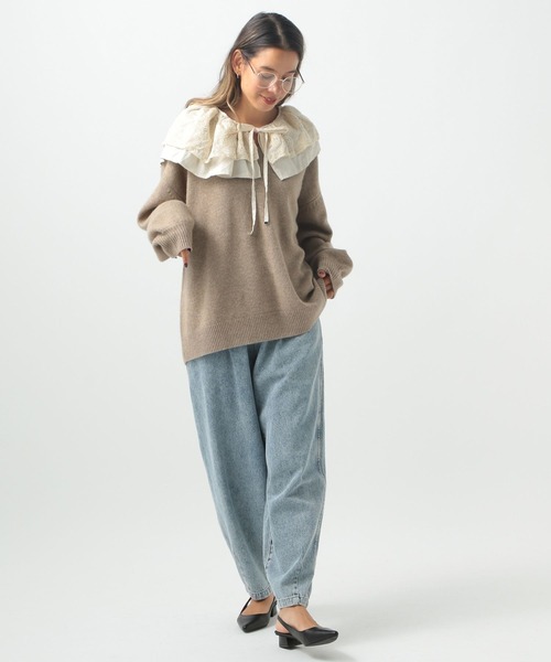 BAYFLOW（ベイフロー）の「[プラスワンで上級者コーデに]エンブロイダリーつけ衿（付け襟・レディース・ブラック/アイボリー・FREE）」の14枚目の写真