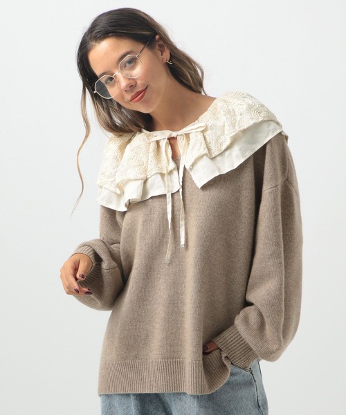 BAYFLOW（ベイフロー）の「[プラスワンで上級者コーデに]エンブロイダリーつけ衿（付け襟・レディース・ブラック/アイボリー・FREE）」の15枚目の写真