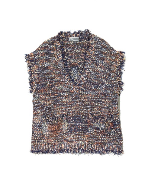 CUBE SUGAR(キューブシュガー)の「CUBE SUGAR/キューブシュガー モールネップ フリンジベスト(ベスト・レディース・ネイビー/グレー・FREE)」の2枚目の写真
