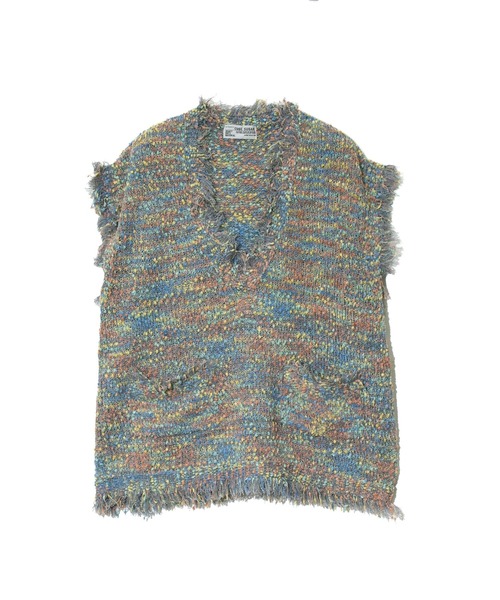 CUBE SUGAR(キューブシュガー)の「CUBE SUGAR/キューブシュガー モールネップ フリンジベスト(ベスト・レディース・ネイビー/グレー・FREE)」の1枚目の写真