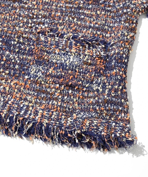 CUBE SUGAR(キューブシュガー)の「CUBE SUGAR/キューブシュガー モールネップ フリンジベスト(ベスト・レディース・ネイビー/グレー・FREE)」の9枚目の写真