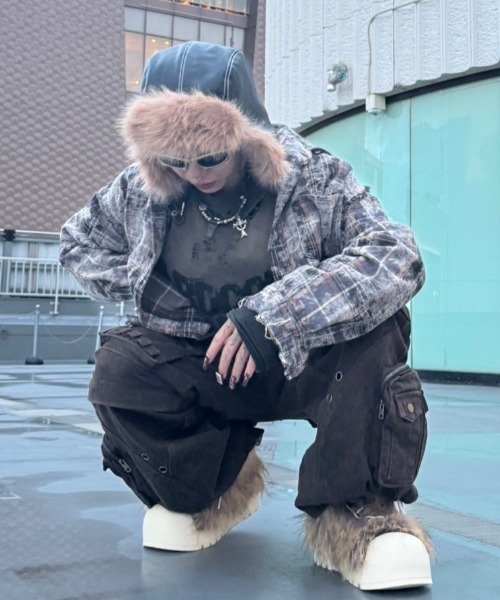 XU（エックスユー）の「ストリートファッション XU エックスユー durty check shirts ダーティーチェックシャツ オンブレチェックシャツ 長袖シャツ 韓国ファッション 韓国ストリート グランジ（シャツ/ブラウス・メンズ・グレー・ONE SIZE）」の6枚目の写真