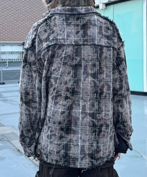 XU（エックスユー）の「ストリートファッション XU エックスユー durty check shirts ダーティーチェックシャツ オンブレチェックシャツ 長袖シャツ 韓国ファッション 韓国ストリート グランジ（シャツ/ブラウス・メンズ・グレー・ONE SIZE）」の17枚目の写真