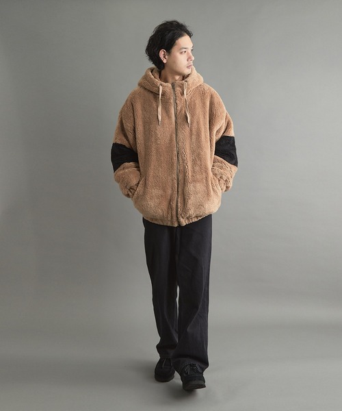 VIBGYOR(ヴィブジョー)の「シャギーZIPパーカー(CN)(ブルゾン・メンズ・ブラック/ベージュ/オフホワイト・FREE/LARGE/MEDIUM)」の3枚目の写真