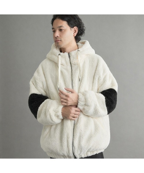 VIBGYOR(ヴィブジョー)の「シャギーZIPパーカー(CN)(ブルゾン・メンズ・ブラック/ベージュ/オフホワイト・FREE/LARGE/MEDIUM)」の1枚目の写真