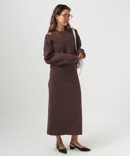 BAYFLOW（ベイフロー）の「２Pセットニットワンピース（ワンピース・レディース・エンジ/モカ/チャコールグレー・FREE）」の3枚目の写真