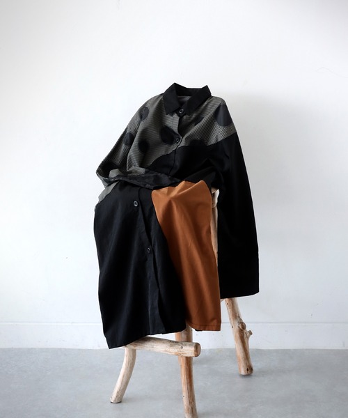 antiqua(アンティカ)の「ドット切り替えワンピース(シャツワンピース・レディース・ブラック・ONESIZE)」の13枚目の写真