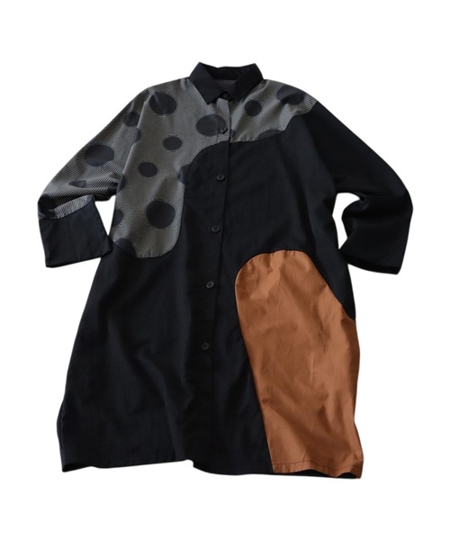 antiqua(アンティカ)の「ドット切り替えワンピース(シャツワンピース・レディース・ブラック・ONESIZE)」の14枚目の写真