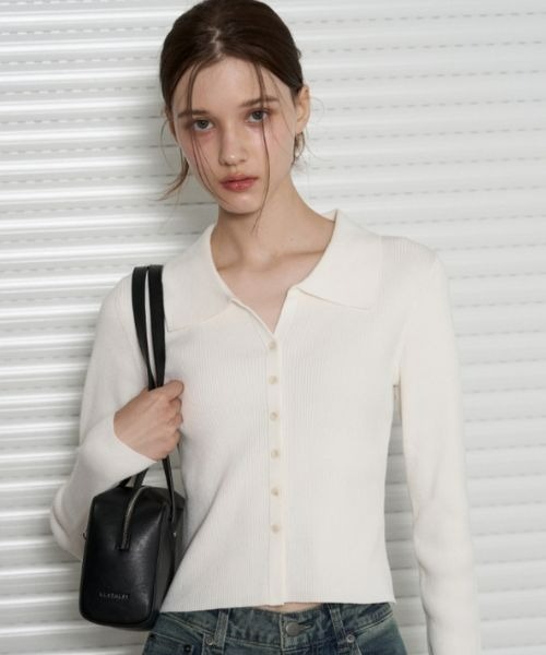 【セール】Slim Fit V Neck Collar Knit Cardigan（カーディガン/ボレロ）｜LEATHERY（レザリー）