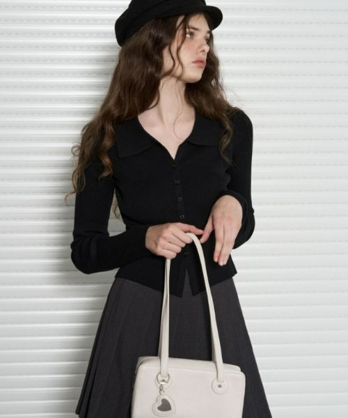 【セール】Slim Fit V Neck Collar Knit Cardigan（カーディガン/ボレロ）｜LEATHERY（レザリー）