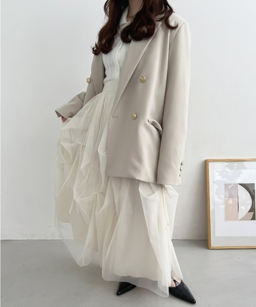 現行品♥︎tobechic大きいサイズ44♥︎リボンチュールギャザースカート CHIC STYLE スカート チュールマキシギャザースカート 「大きい