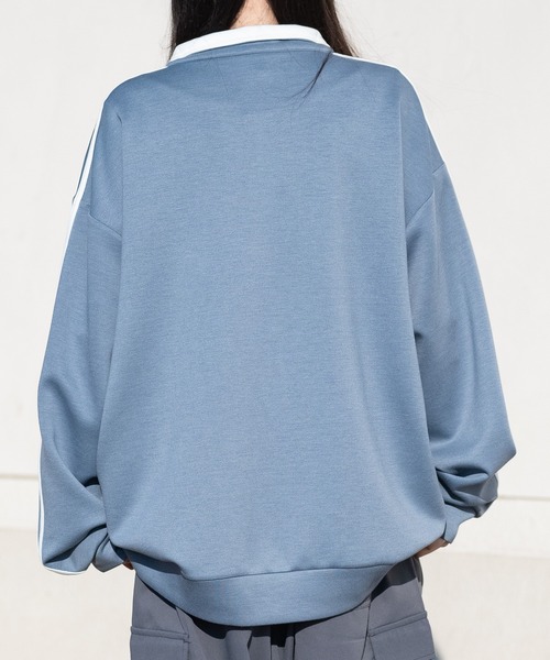 Red Cap Girl（レッドキャプガール）の「【a-r】〔Red Cap Girl/レッドキャップガール〕シルキータッチ サークルロゴ刺繍 サイドライン ハーフジップ（スウェット・メンズ・ライトグレー/ホワイト/ブルー/ブラック・LARGE/MEDIUM）」の19枚目の写真