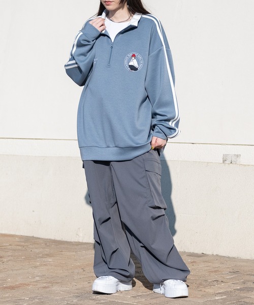 Red Cap Girl（レッドキャプガール）の「【a-r】〔Red Cap Girl/レッドキャップガール〕シルキータッチ サークルロゴ刺繍 サイドライン ハーフジップ（スウェット・メンズ・ライトグレー/ホワイト/ブルー/ブラック・LARGE/MEDIUM）」の21枚目の写真