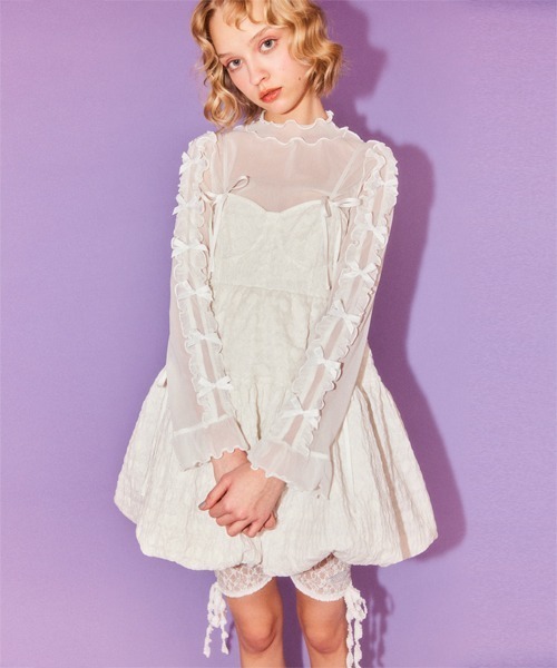 CANDY STRIPPER DOLLY RIBBON TULLE TOPS 白 DOLLY RIBBON TULLE TOPS | Candy Stripper（キャンディ