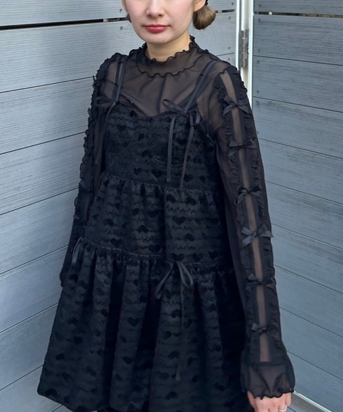 Candy Stripper（キャンディストリッパー）の「DOLLY RIBBON TULLE トップス（その他トップス・レディース・オフホワイト/ブラック/ライトブルー/ライトピンク・FREE）」の3枚目の写真