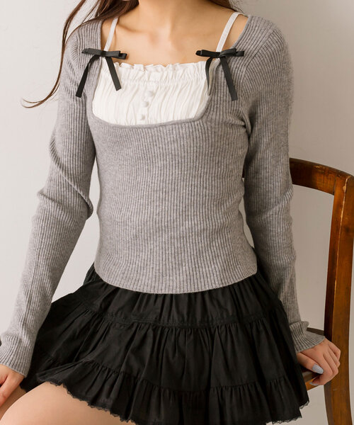 【SNSで話題の！/新色追加】ドッキングニット（ニット/セーター）｜OLIVE des OLIVE（オリーブデオリーブ） 5,390円