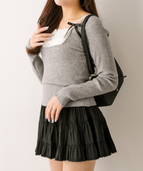 OLIVE des OLIVE（オリーブデオリーブ）の「ドッキングニット（ニット/セーター・レディース・サックスブルー/トップグレー/ブラック/オフホワイト・FREE）」の10枚目の写真