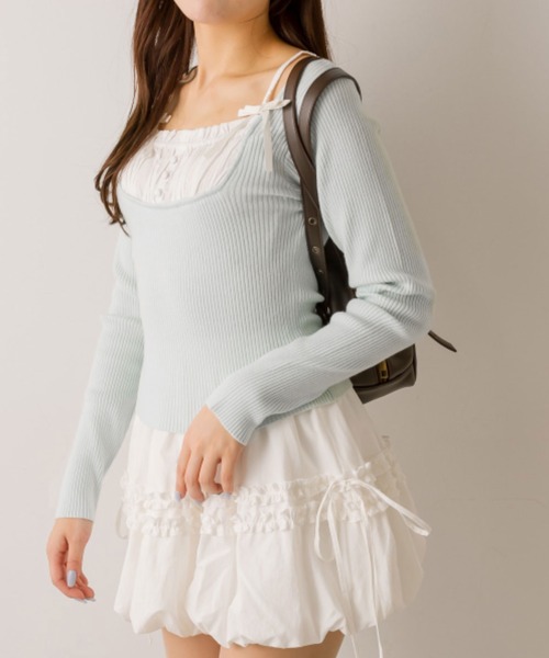 OLIVE des OLIVE（オリーブデオリーブ）の「ドッキングニット（ニット/セーター・レディース・サックスブルー/トップグレー/ブラック/オフホワイト・FREE）」の17枚目の写真