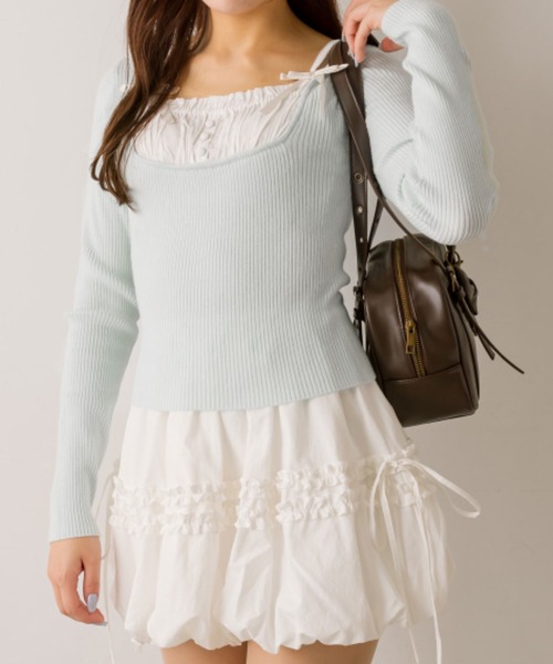 OLIVE des OLIVE（オリーブデオリーブ）の「ドッキングニット（ニット/セーター・レディース・サックスブルー/トップグレー/ブラック/オフホワイト・FREE）」の16枚目の写真