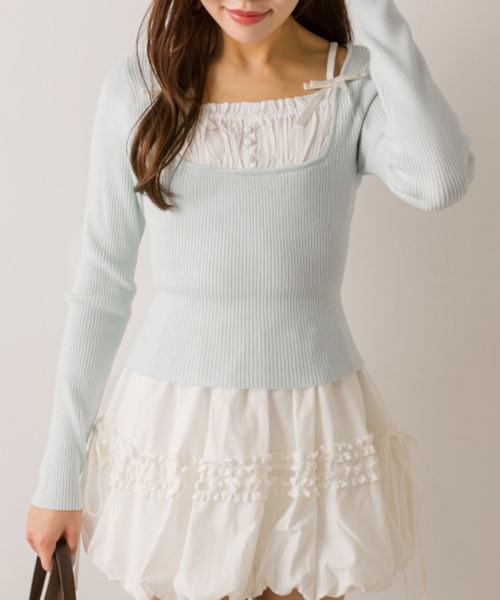 OLIVE des OLIVE（オリーブデオリーブ）の「ドッキングニット（ニット/セーター・レディース・サックスブルー/トップグレー/ブラック/オフホワイト・FREE）」の15枚目の写真