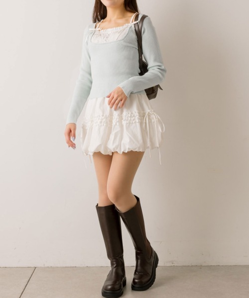 OLIVE des OLIVE（オリーブデオリーブ）の「ドッキングニット（ニット/セーター・レディース・サックスブルー/トップグレー/ブラック/オフホワイト・FREE）」の19枚目の写真